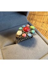 Ring - VINTAGE STERLING SILVER WITH SEMI PRECIOUS STONES RING, SIZE 9.5