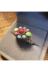 Ring - VINTAGE STERLING SILVER WITH SEMI PRECIOUS STONES RING, SIZE 9.5