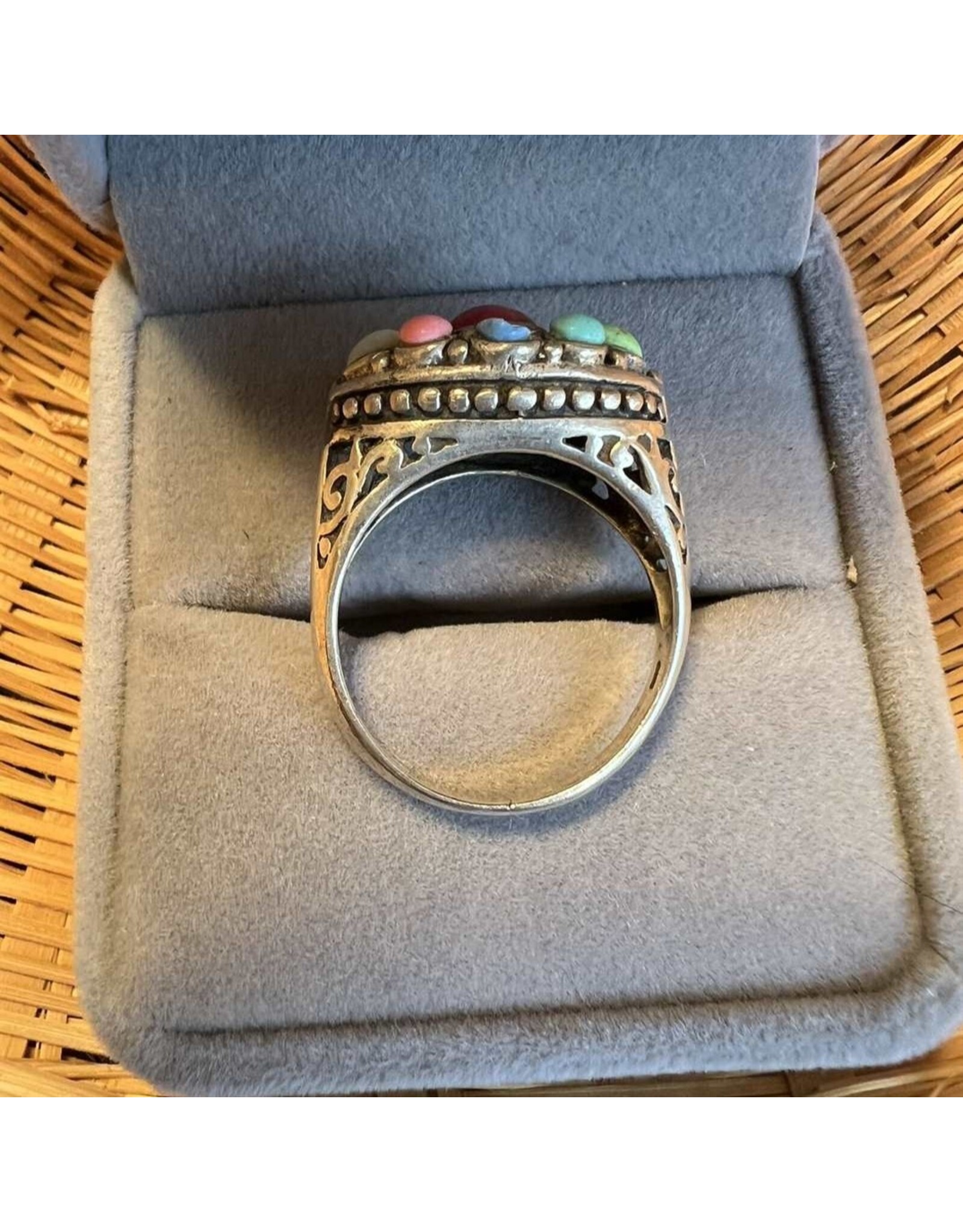 Ring - VINTAGE STERLING SILVER WITH SEMI PRECIOUS STONES RING, SIZE 9.5