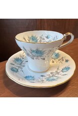 Cup & saucer - Aynsley blue rose corset shape 1950s-1970s