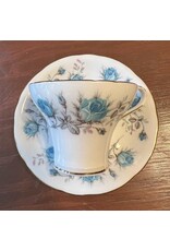 Cup & saucer - Aynsley blue rose corset shape 1950s-1970s