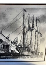 Framed print - The Schooner William L White, Alan Gaines, 1976 etching