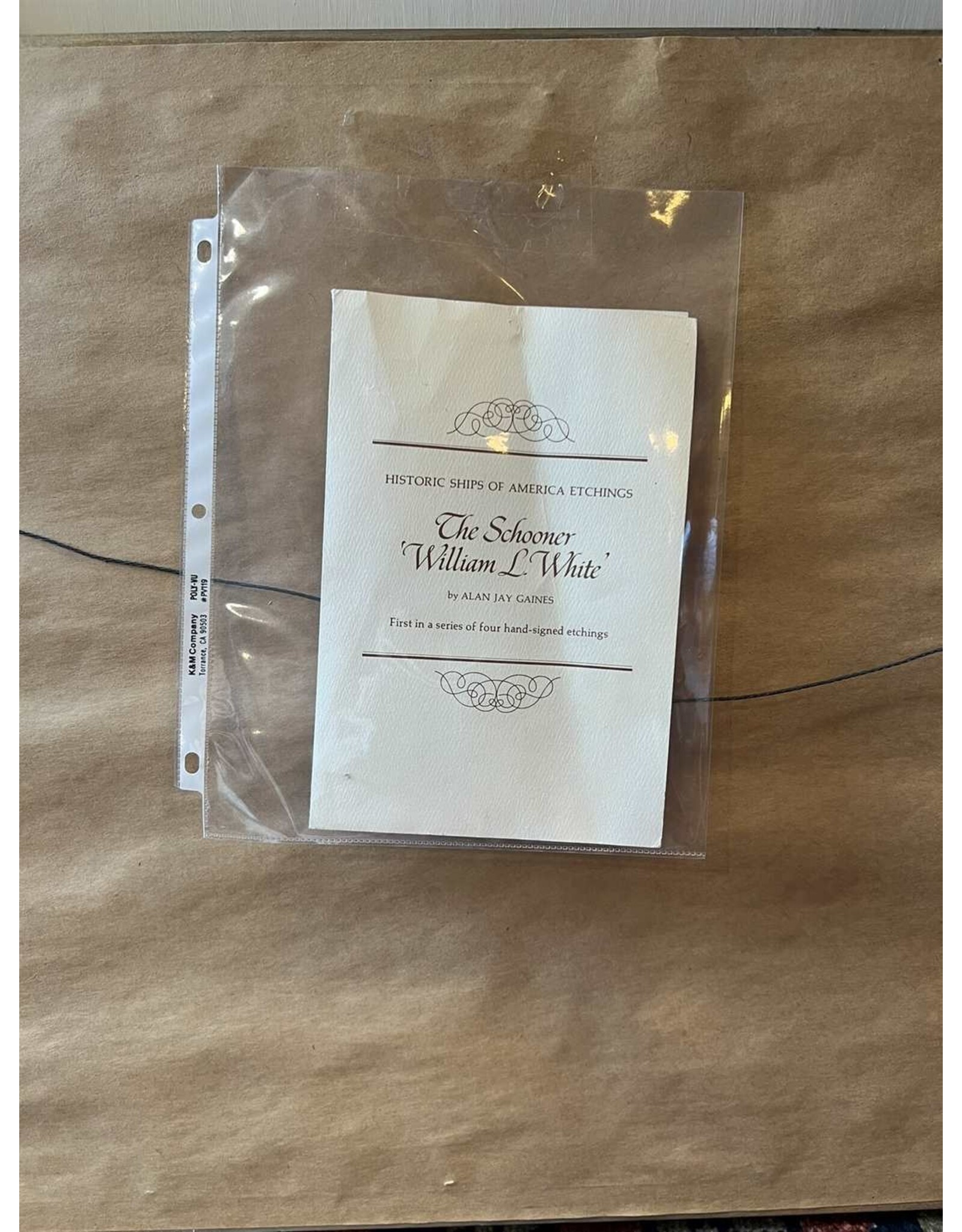 Framed print - The Schooner William L White, Alan Gaines, 1976 etching