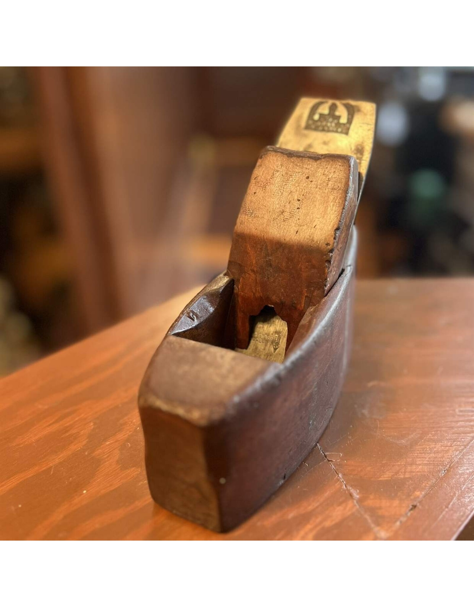 Antique woodworking plane - coffin shape, Warranted Cast Steel, 1892