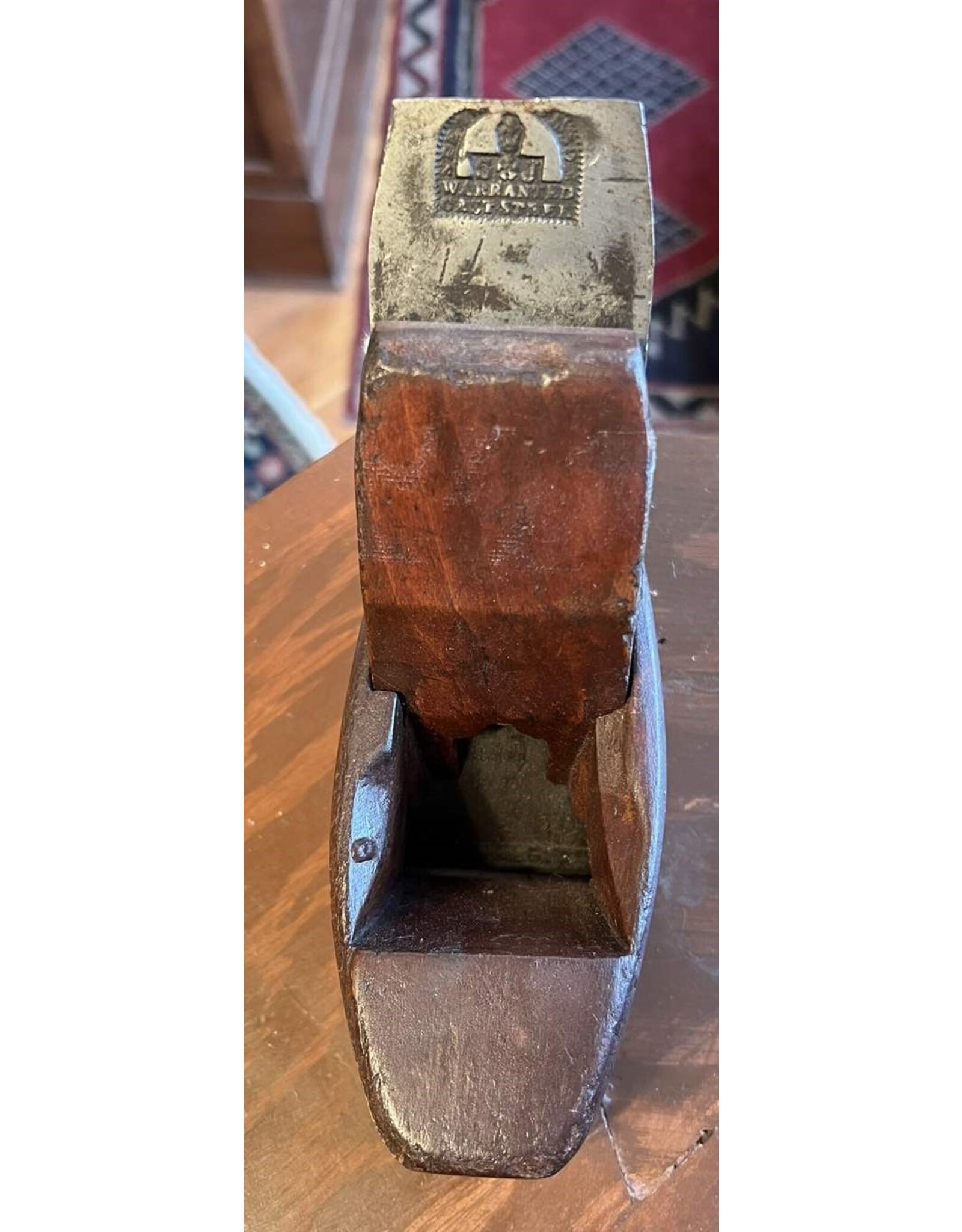 Antique woodworking plane - coffin shape, Warranted Cast Steel, 1892