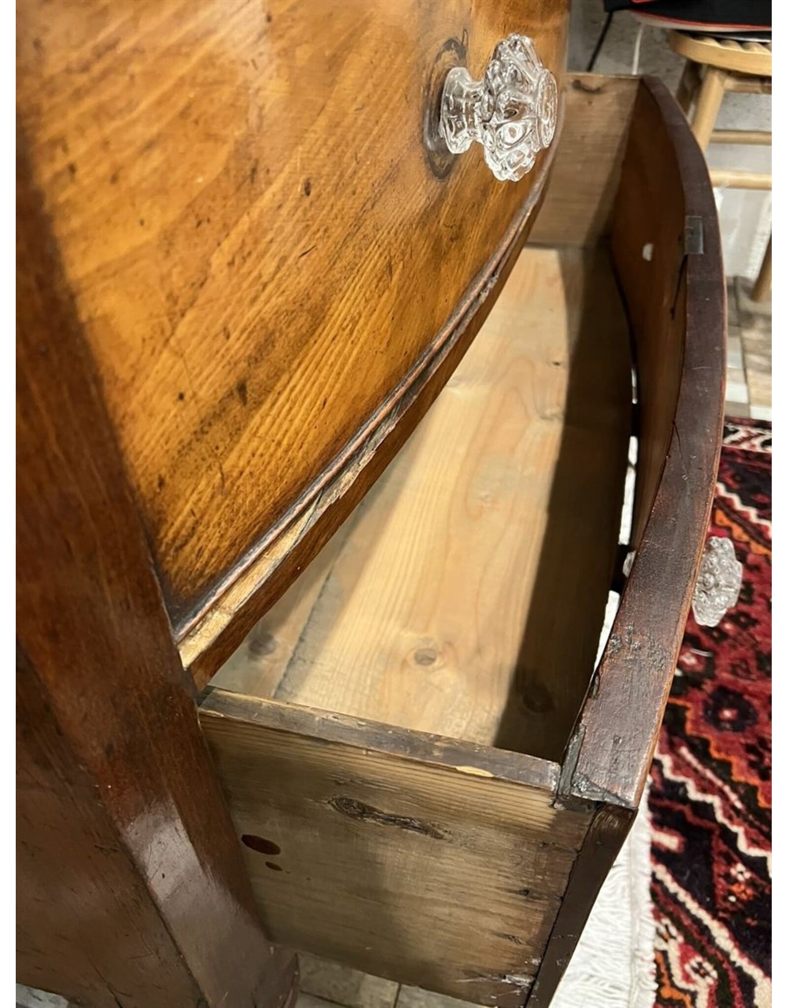 Chest of drawers - antique bow front chest of five drawers