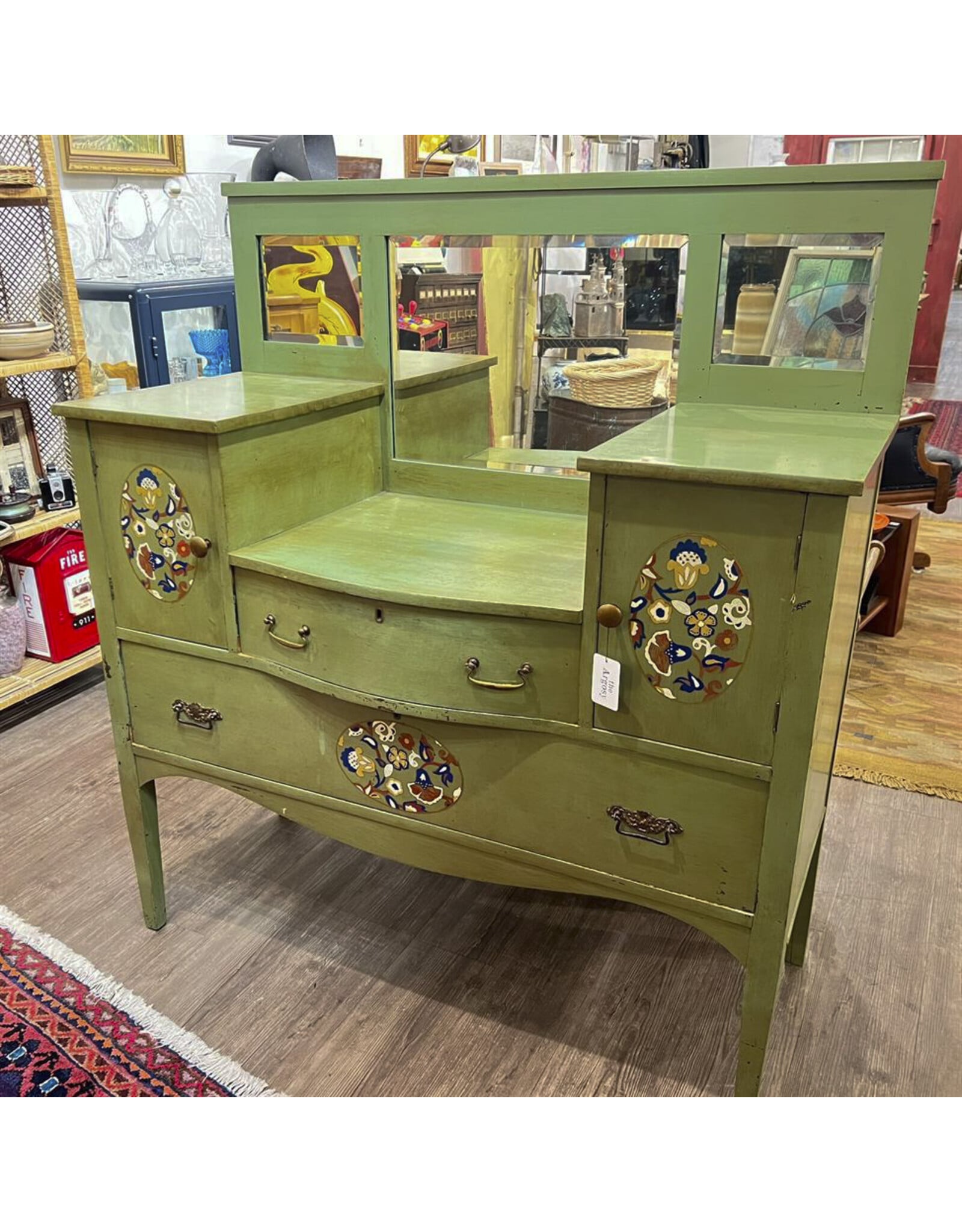 Sideboard - unique painted green mirror back