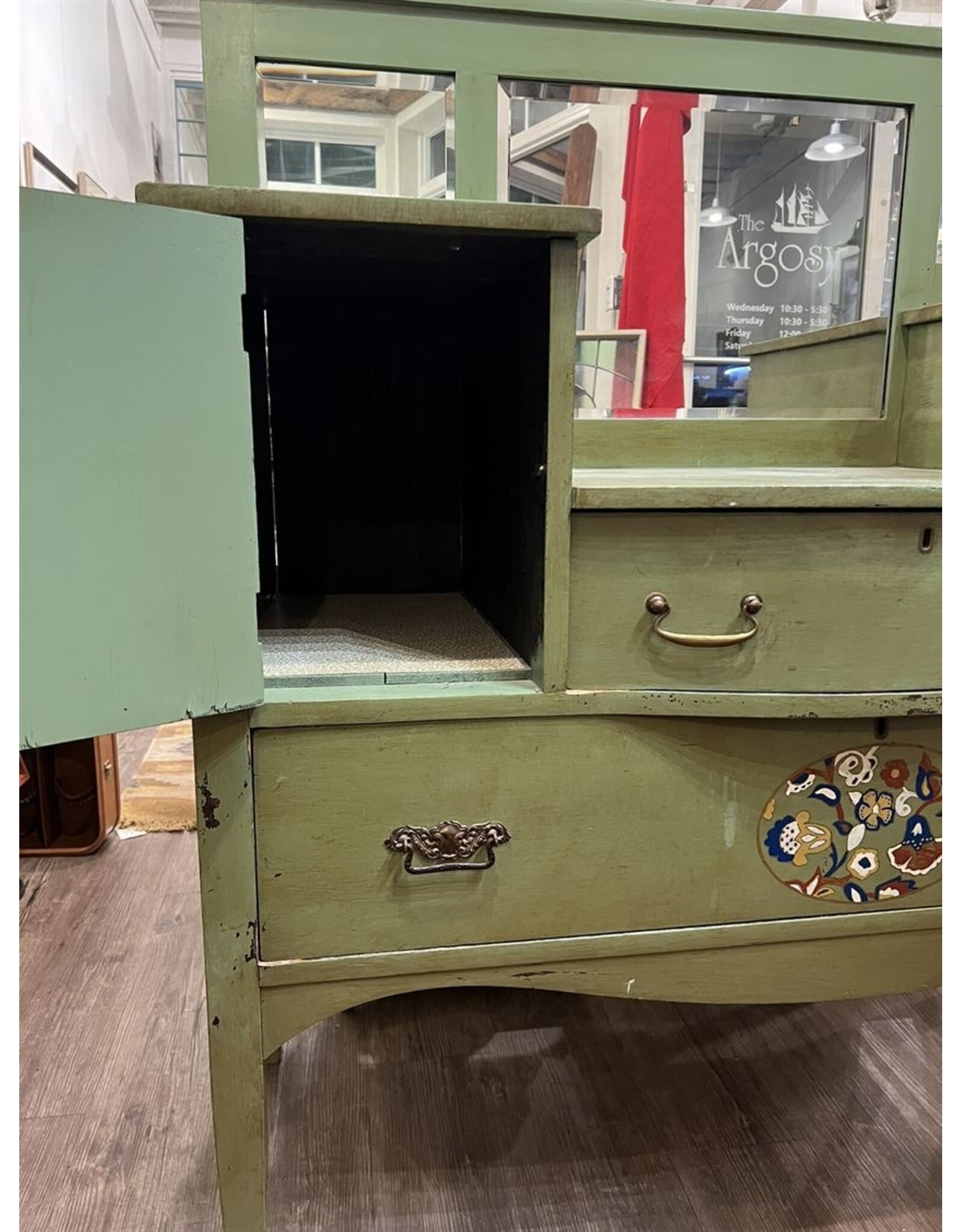 Sideboard - unique painted green mirror back