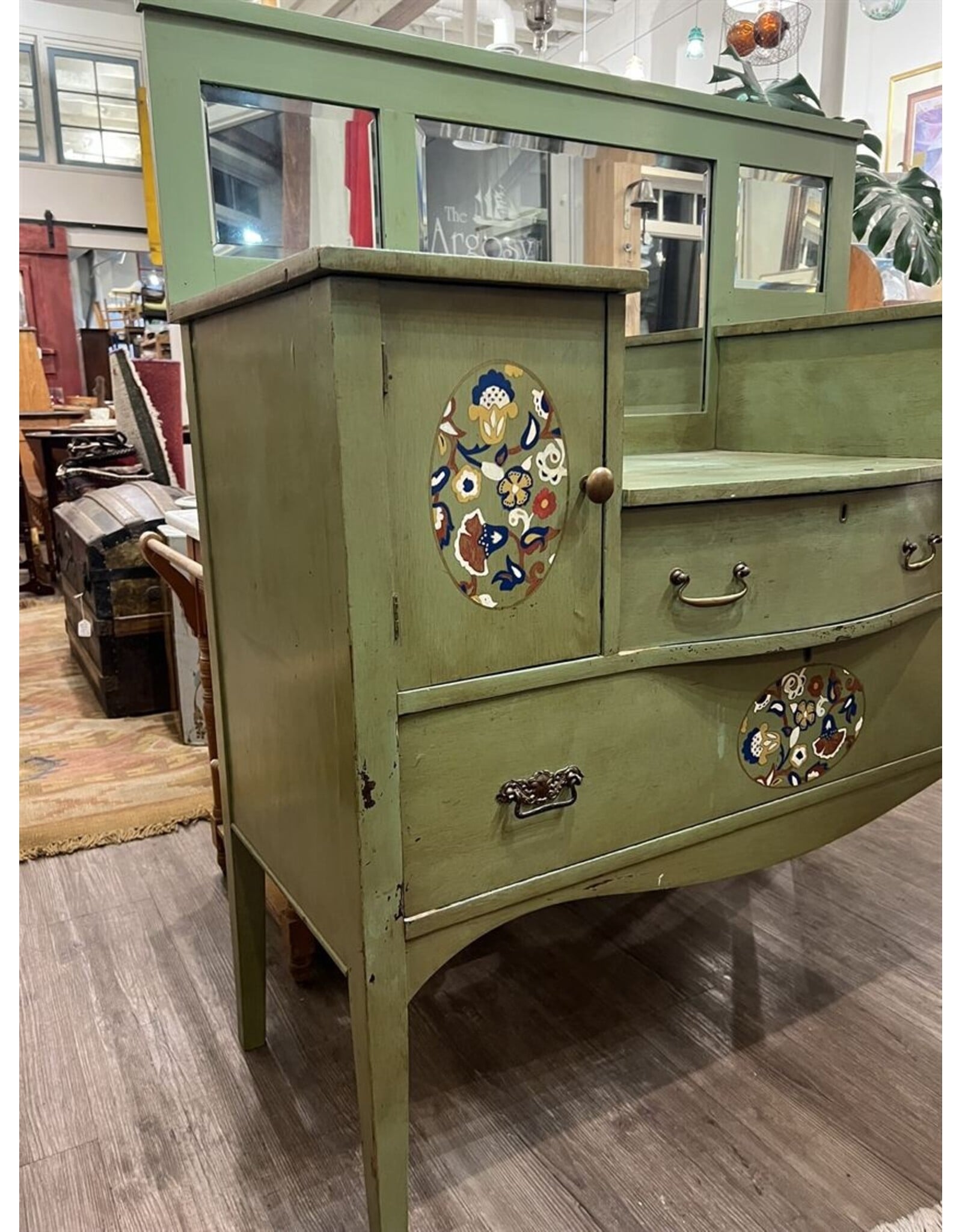 Sideboard - unique painted green mirror back