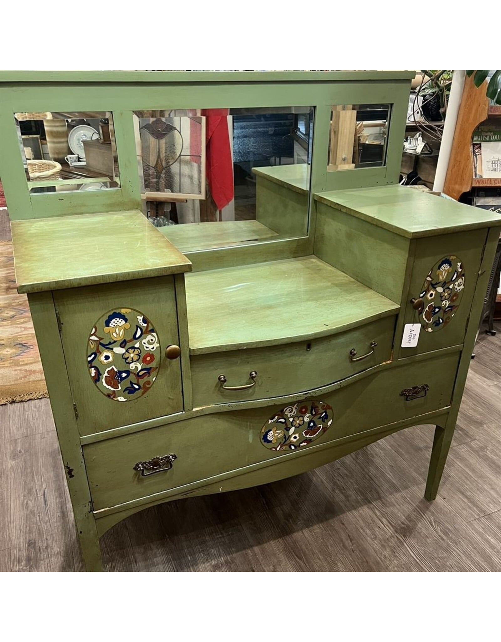 Sideboard - unique painted green mirror back