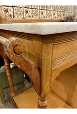 Marble top washstand - white marble, brown tiles