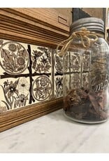 Marble top washstand - white marble, brown tiles