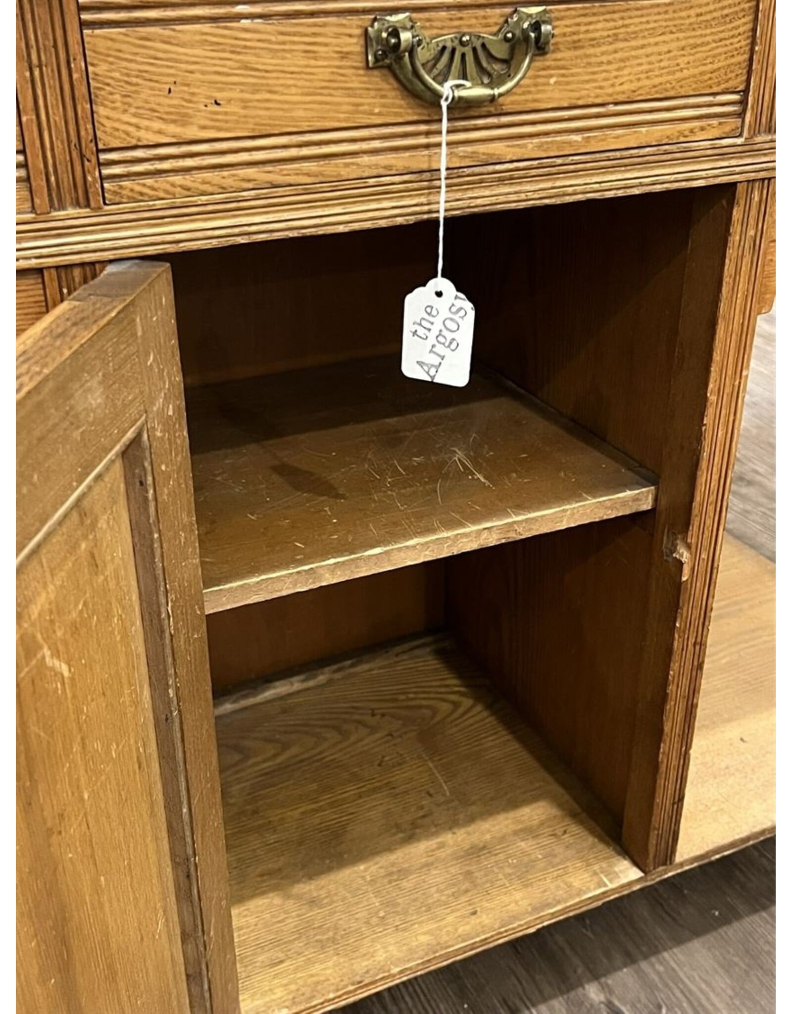 Marble top washstand - white marble, brown tiles