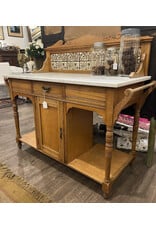 Marble top washstand - white marble, brown tiles
