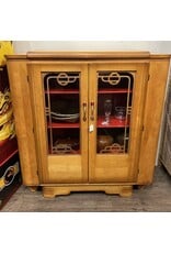 Cabinet - two door 1950s red details maple