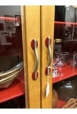 Cabinet - two door 1950s red details maple