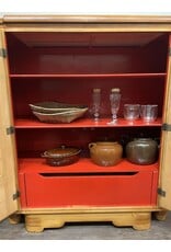 Cabinet - two door 1950s red details maple