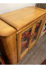 Cabinet - two door 1950s red details maple