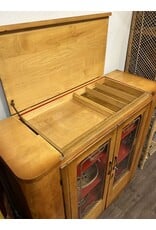 Cabinet - two door 1950s red details maple