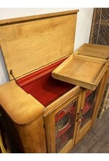 Cabinet - two door 1950s red details maple
