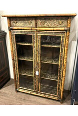 Bookcase cabinet - Victorian, 1890s, chinoiserie bamboo japanned antique glass