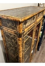 Bookcase cabinet - Victorian, 1890s, chinoiserie bamboo japanned antique glass