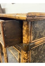 Bookcase cabinet - Victorian, 1890s, chinoiserie bamboo japanned antique glass