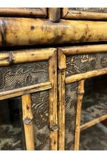 Bookcase cabinet - Victorian, 1890s, chinoiserie bamboo japanned antique glass