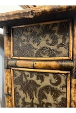 Bookcase cabinet - Victorian, 1890s, chinoiserie bamboo japanned antique glass