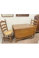 Dining room table and six chairs - maple, rush seats