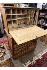 Secretaire - Eastlake, carved, brass pulls and pigeon holes, drop front desk