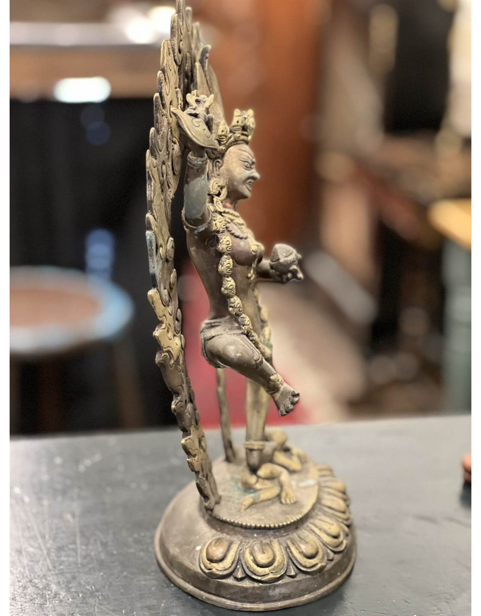Brass statue - Tibetan deity Vajravarahi 15" tall