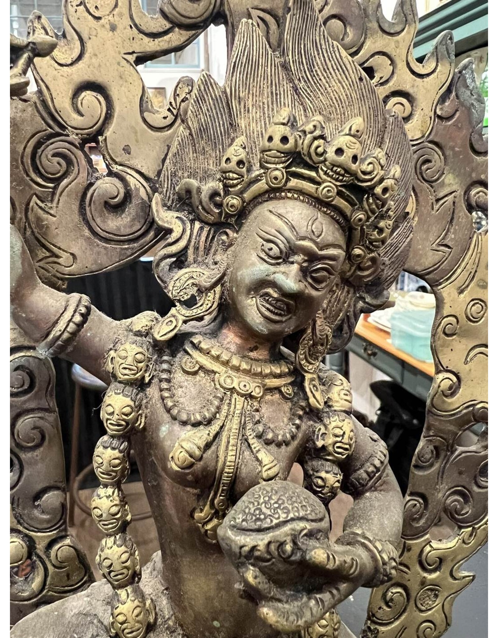Brass statue - Tibetan deity Vajravarahi 15" tall