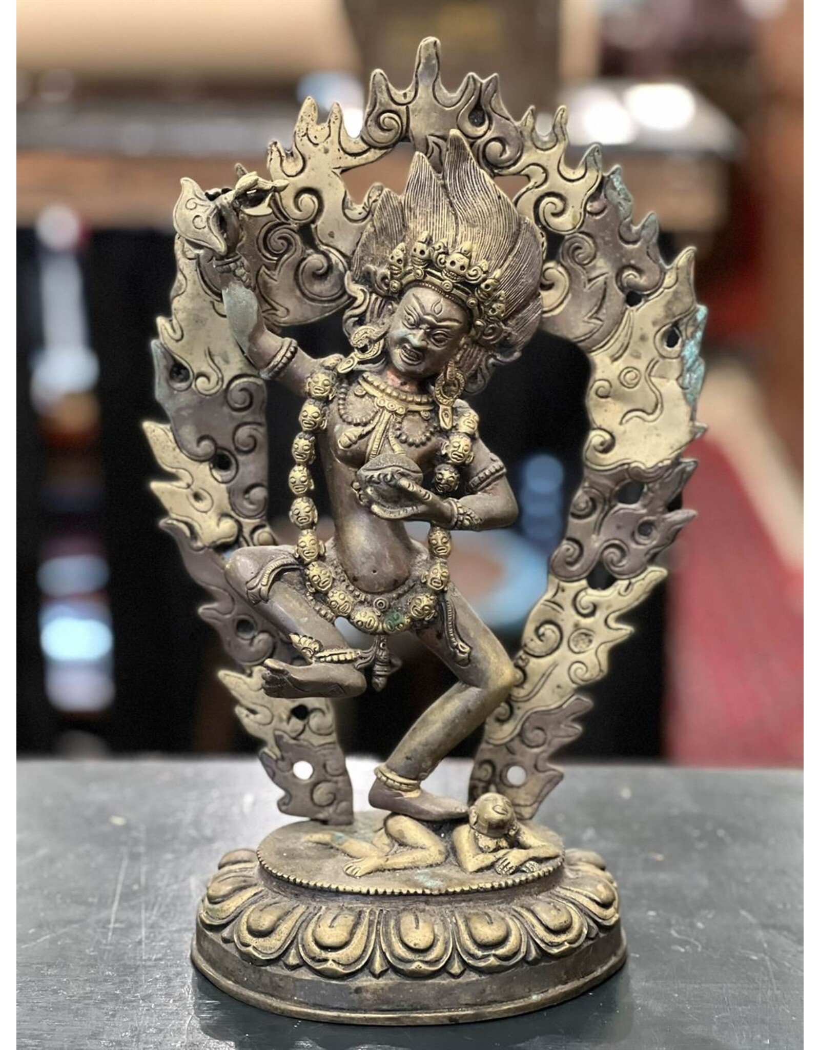 Brass statue - Tibetan deity Vajravarahi 15" tall