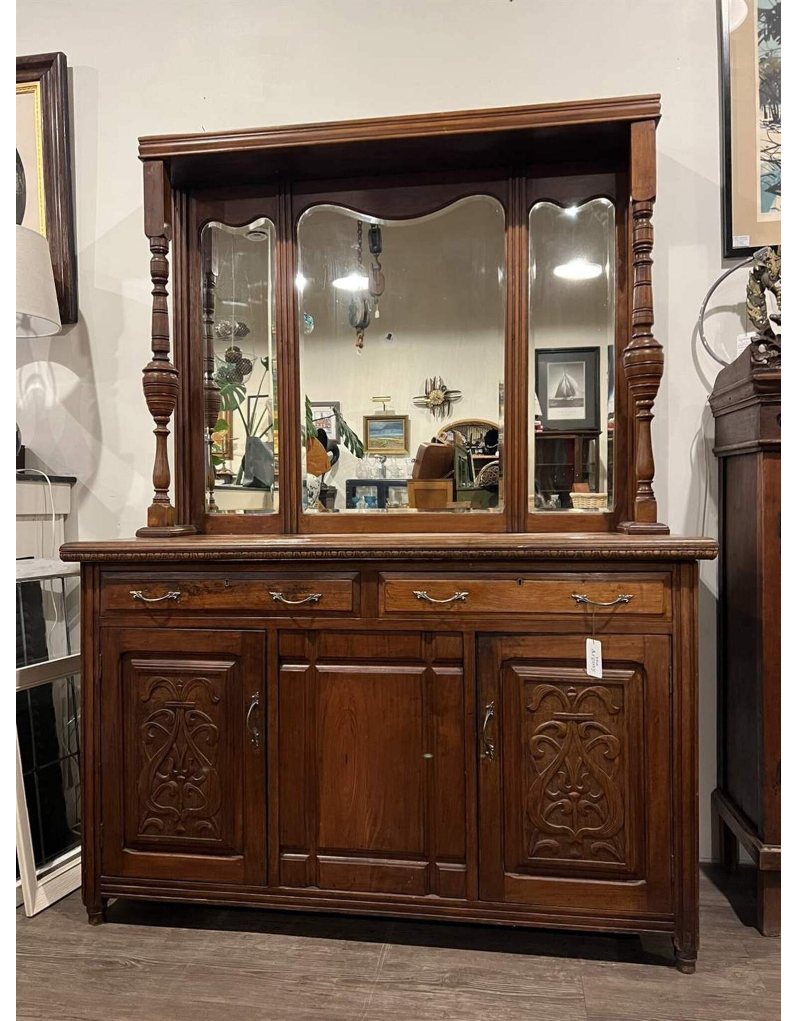 Sideboard - antique art nouveau style tall mirror back