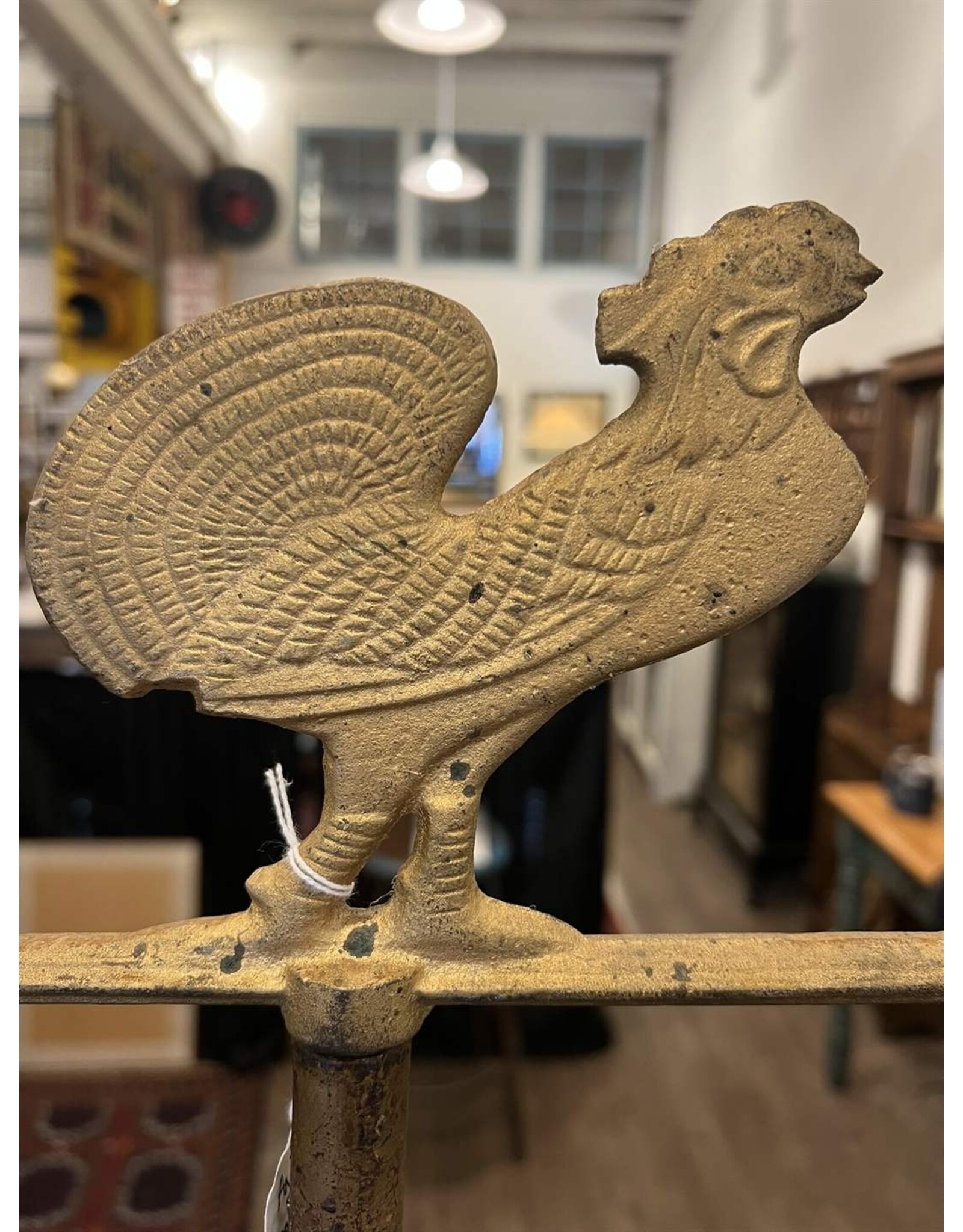 Weathervane - rooster, arrow, cast iron, heavy, rustic, on stand