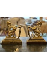 Bookends - heavy, brass dragon bookends, pair