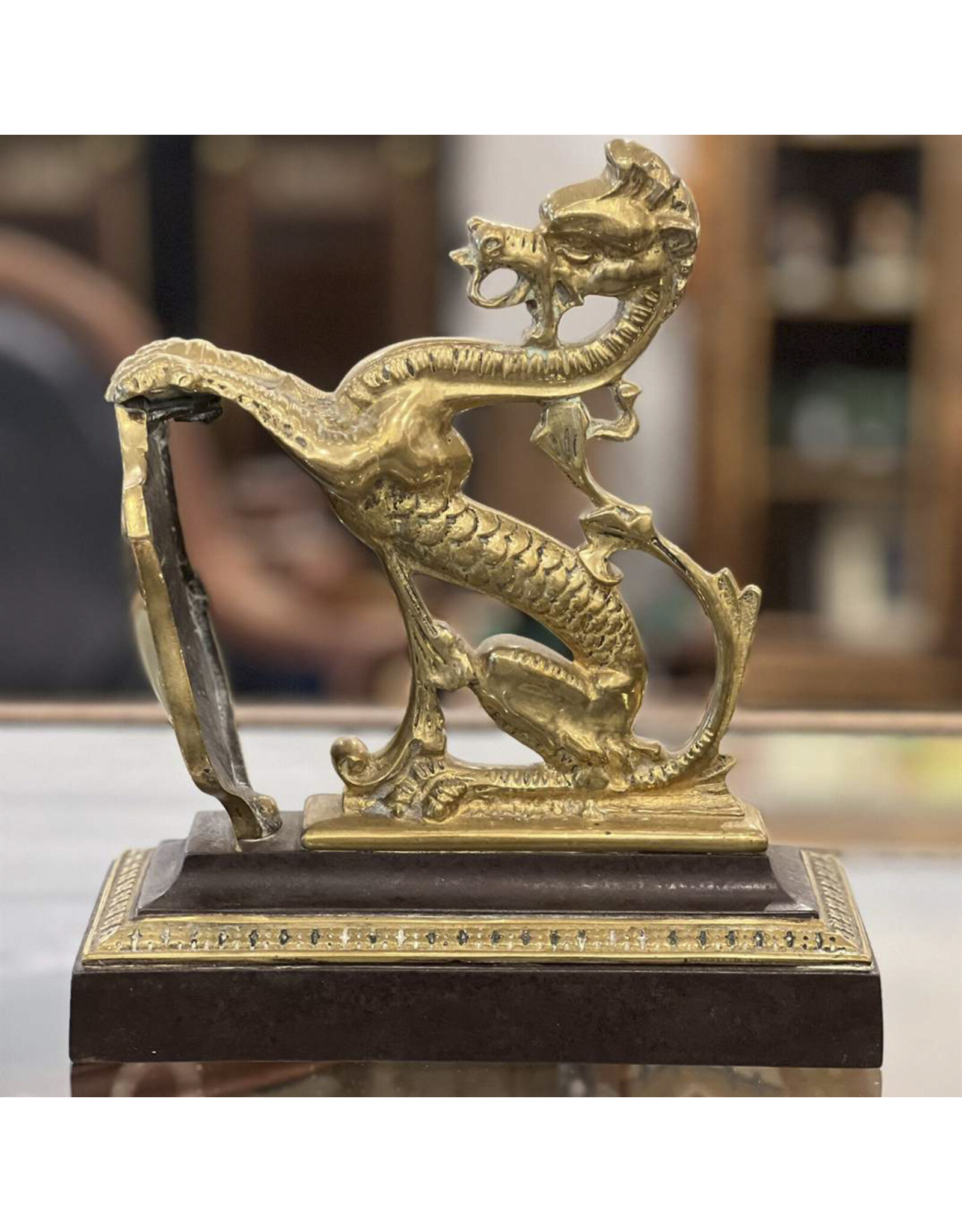 Bookends - heavy, brass dragon bookends, pair