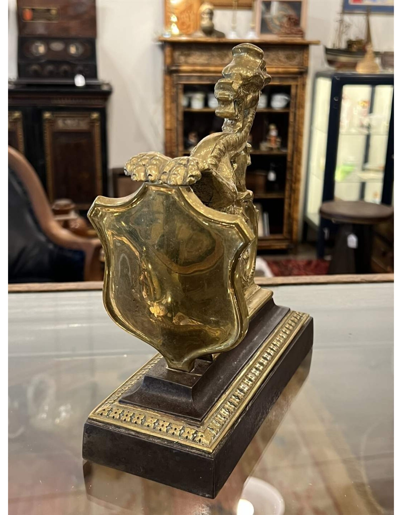 Bookends - heavy, brass dragon bookends, pair