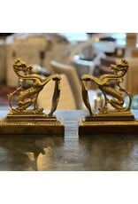 Bookends - heavy, brass dragon bookends, pair