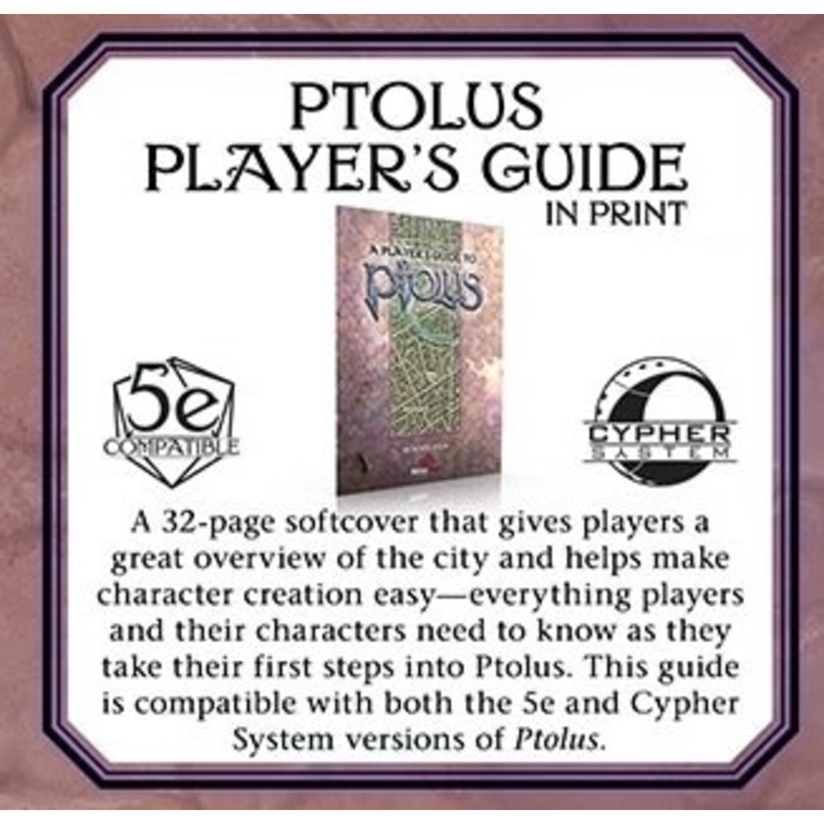 Monte Cook Games Ptolus: Monte Cook's City by the Spire for 5th Edition Player's Guide
