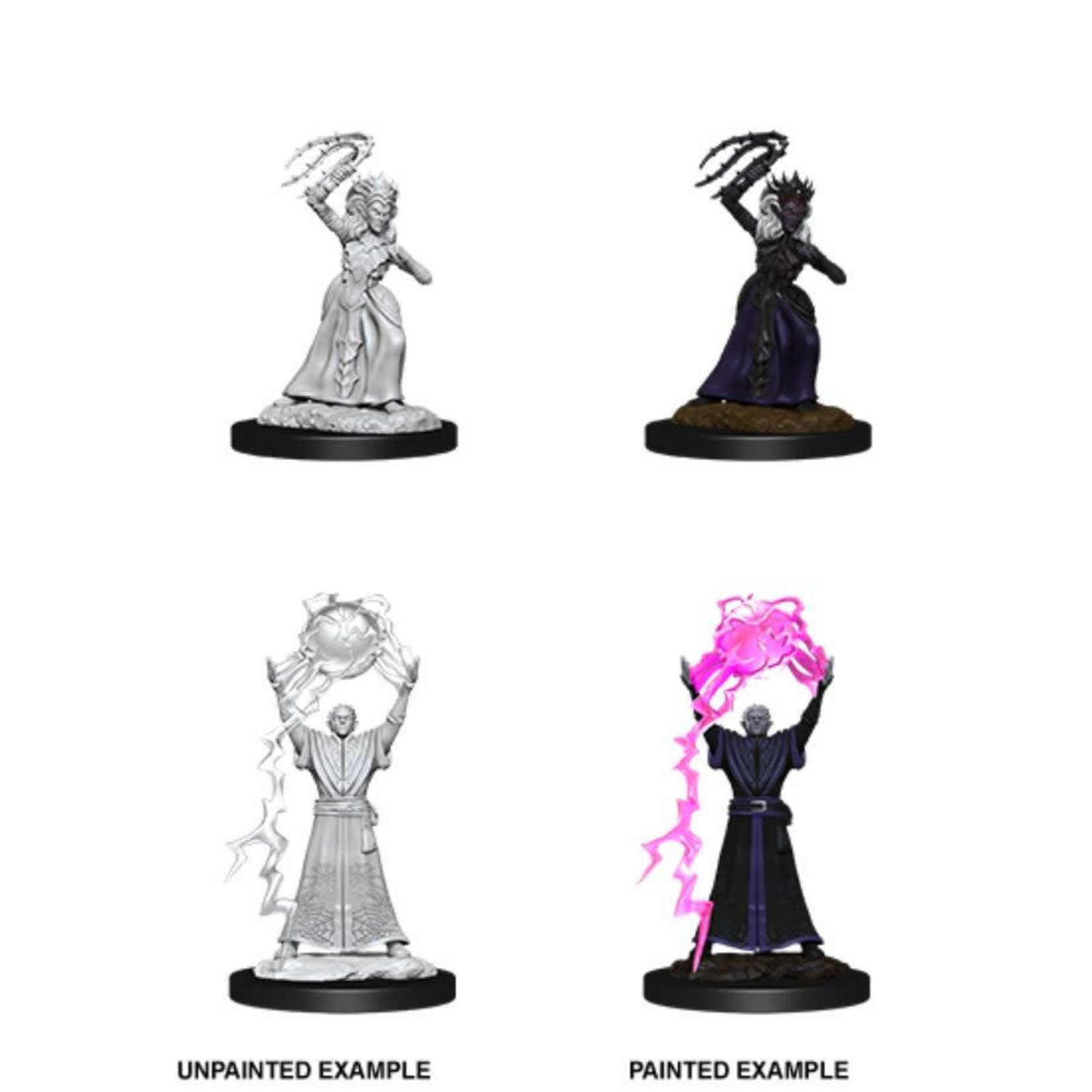 Wiz Kids Unpainted Miniatures: Drow Mage & Drow Priestess - D&D - W12