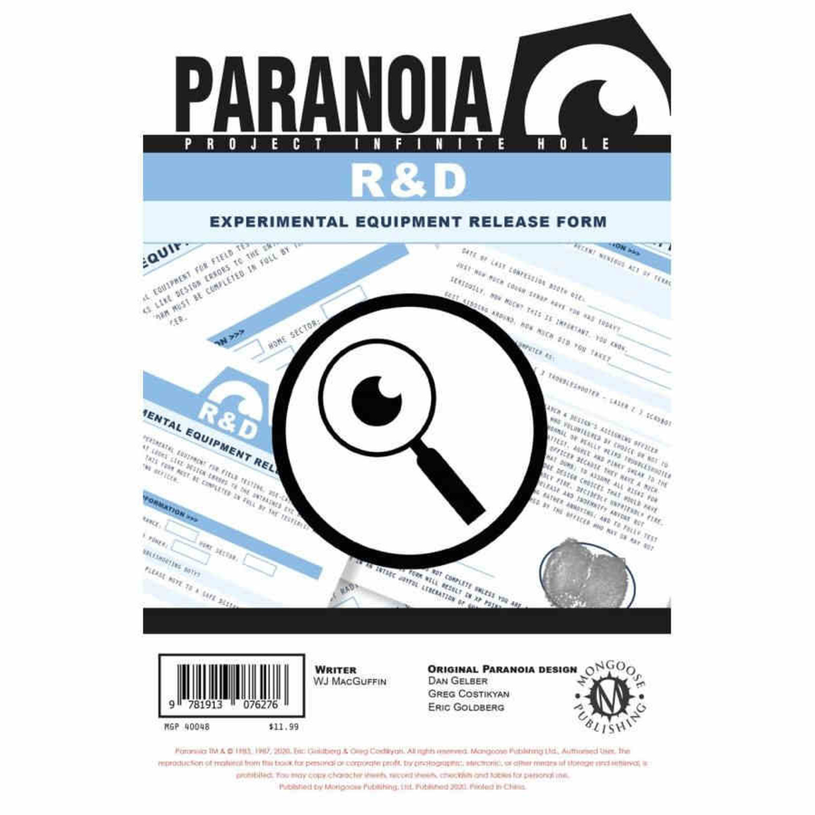 Mongoose Publishing Paranoia RPG R&D Forms Pack