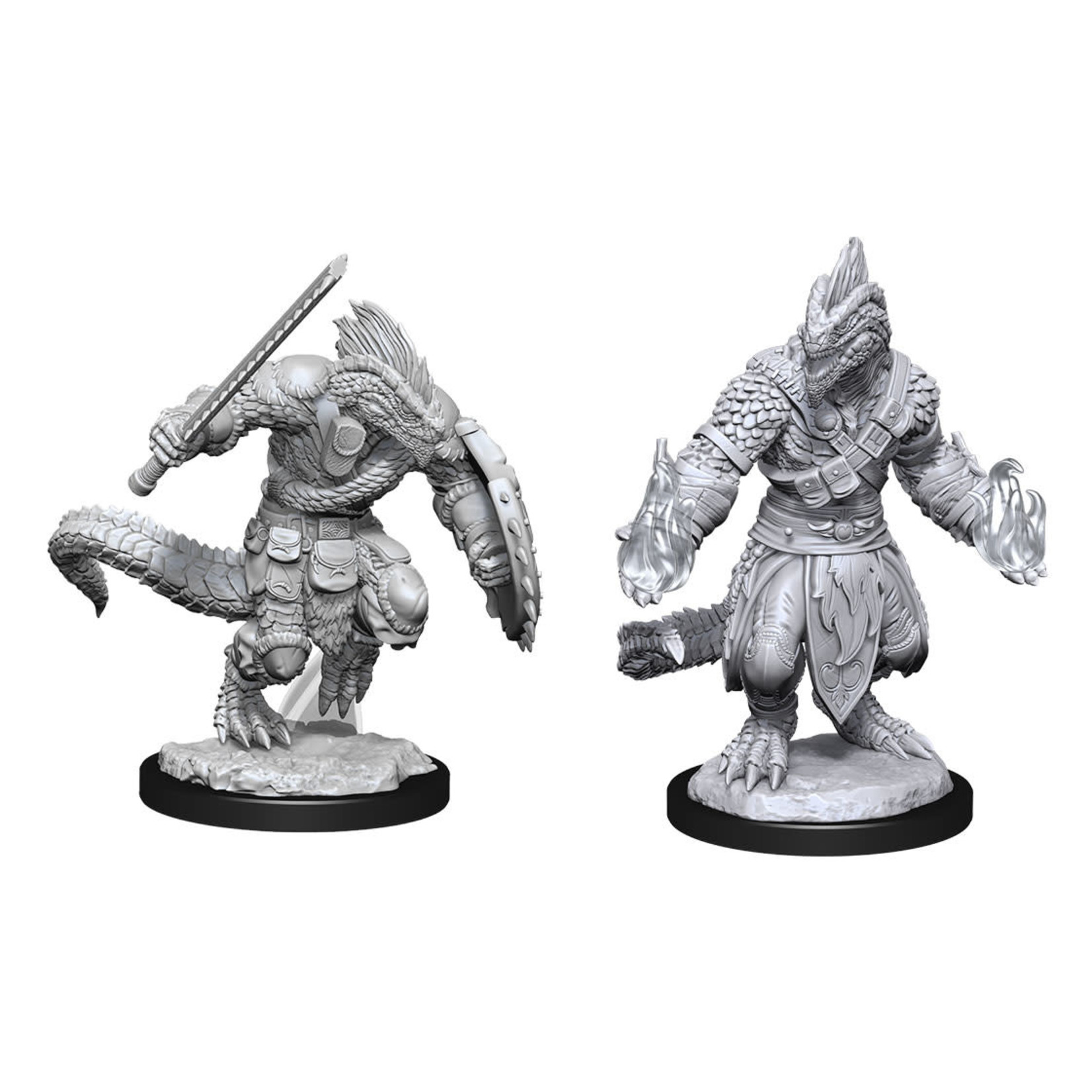 Wiz Kids Unpainted Miniatures: Lizardfolk Barbarian & Cleric - D&D - W15