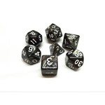 HD Dice 7 Set Polyhedral Dice - Black Pearl White Font