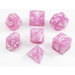 7 Set Polyhedral Dice - Pink Pearl White Font