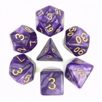 HD Dice 7 Set Polyhedral Dice - Purple Pearl Gold Font