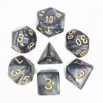 HD Dice 7 Set Polyhedral Dice - Black Pearl Gold Font