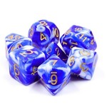 HD Dice 7 Set Polyhedral Dice - Blue Porcelain