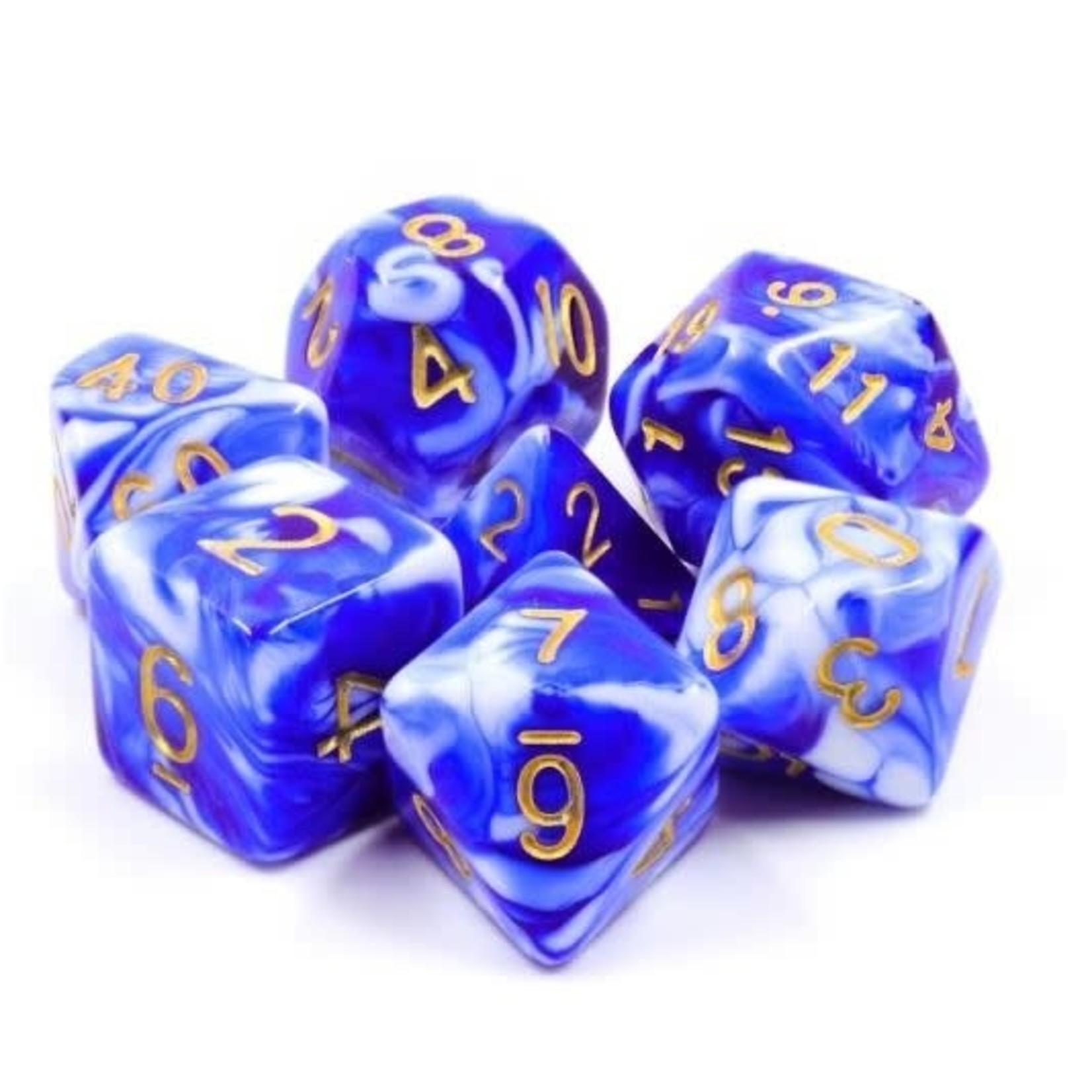 HD Dice 7 Set Polyhedral Dice - Blue Porcelain